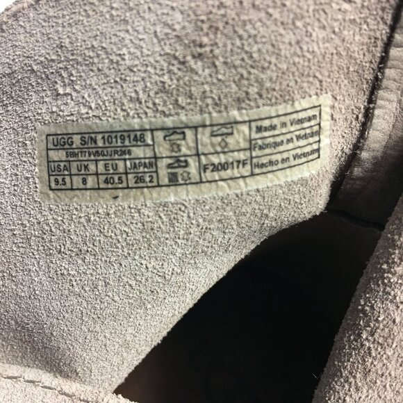 UGG Elora Taupe Suede Ankle Boots Womens 9.5 Wrap Strap Block Heel Western Style - Picture 2 of 16